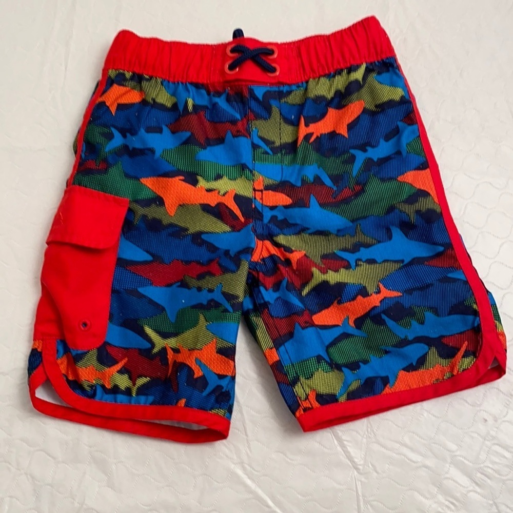 Lands End multicolor mesh lined swim trunks xs 4-5